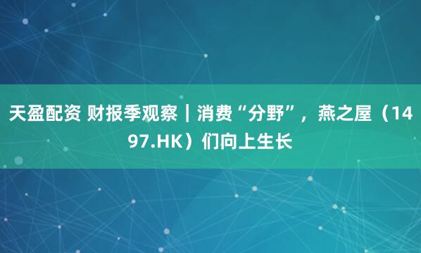 天盈配资 财报季观察｜消费“分野”，燕之屋（1497.HK）们向上生长